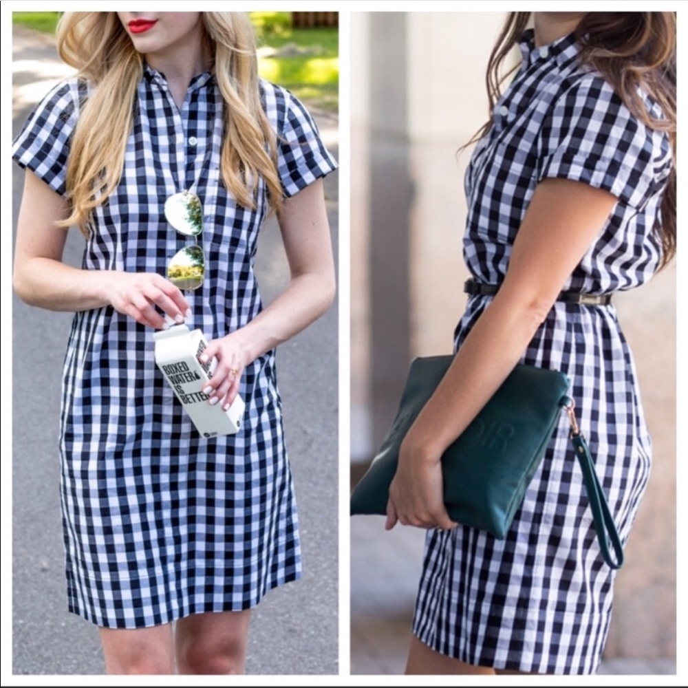 J. Crew Gingham Black & White Shirt Dress Small